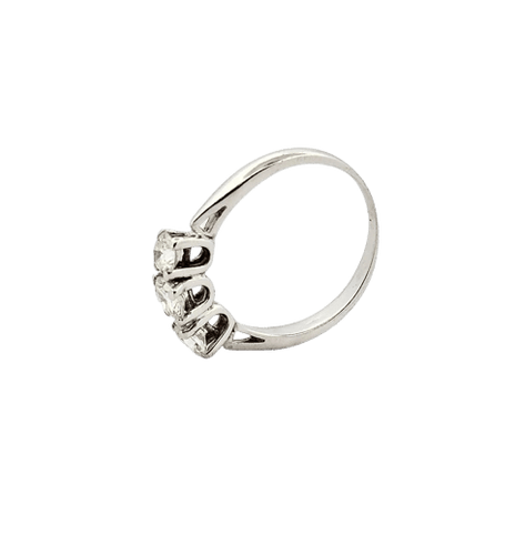 Bague 53 Alliance trilogie vintage en or blanc 18 carats et diamants 58 Facettes
