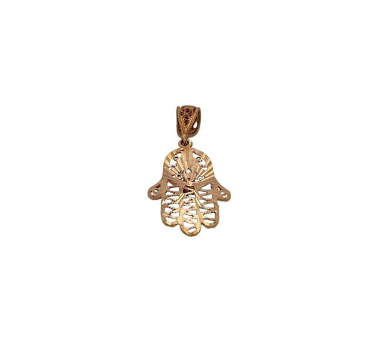 Pendentif Pendentif main de Fatima en filigrane en or jaune 18 carats 58 Facettes
