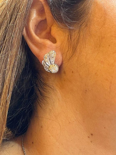 Boucles d'oreilles Boucles d’oreilles anciennes ailes d’ange en or blanc, argent et platine diamants 58 Facettes