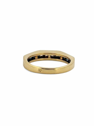 Bague 50 Bague rétro géométrique en or jaune, diamants et saphirs 58 Facettes