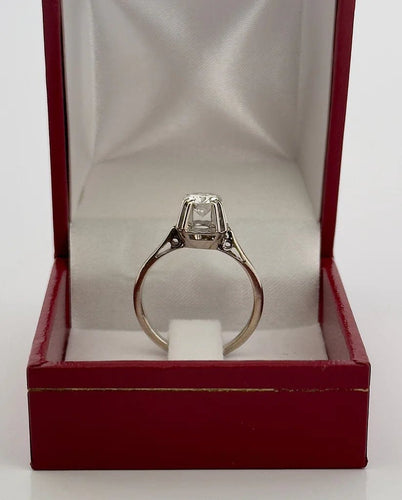 Bague 54 Solitaire ancien - Bague en or blanc et diamant 58 Facettes