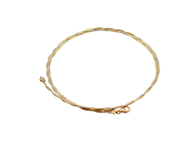 Collier Collier tressé semi-rigide en or jaune et or blanc 18 carats 58 Facettes