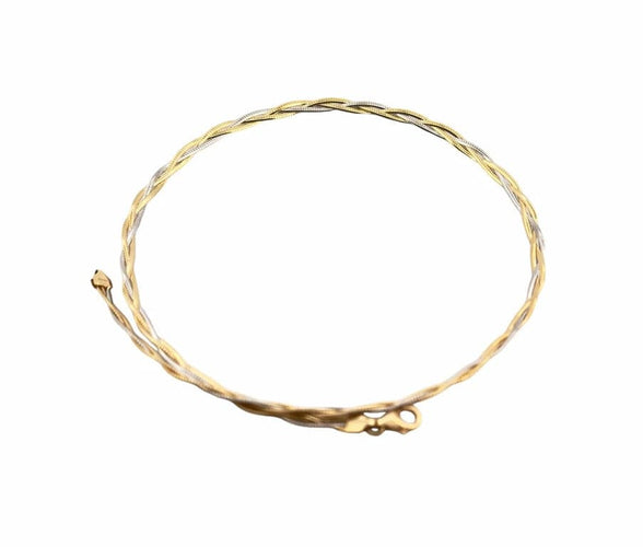 Collier Collier tressé semi-rigide en or jaune et or blanc 18 carats 58 Facettes