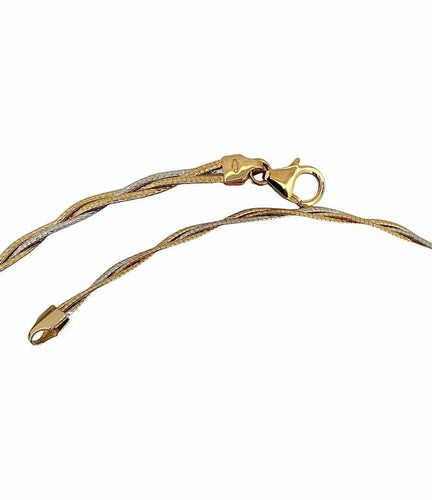 Collier Collier tressé semi-rigide en or jaune et or blanc 18 carats 58 Facettes