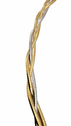 Collier Collier tressé semi-rigide en or jaune et or blanc 18 carats 58 Facettes
