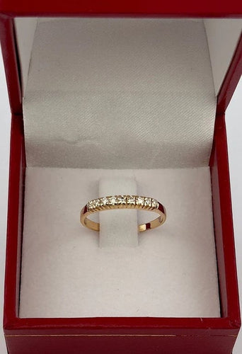 Bague 49 Demi-alliance - Bague en or jaune 18 carats et diamants 58 Facettes