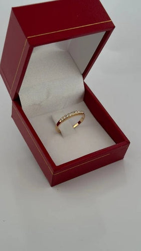 Bague 49 Demi-alliance - Bague en or jaune 18 carats et diamants 58 Facettes