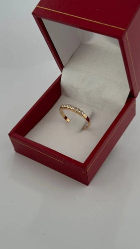 Bague 49 Demi-alliance - Bague en or jaune 18 carats et diamants 58 Facettes