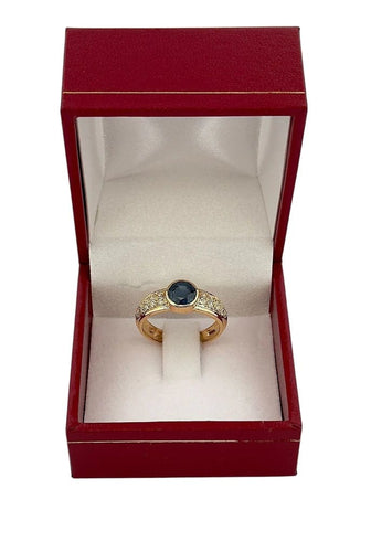 Bague 51 Bague jonc ancienne en or jaune avec saphir et diamants 58 Facettes