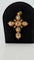 Croix géorgienne ancienne en or jaune cuivré 18 carats et diamants 58 Facettes
