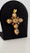 Croix géorgienne ancienne en or jaune cuivré 18 carats et diamants 58 Facettes