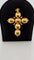 Croix géorgienne ancienne en or jaune cuivré 18 carats et diamants 58 Facettes