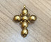 Croix géorgienne ancienne en or jaune cuivré 18 carats et diamants 58 Facettes