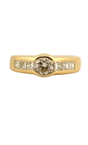 Bague 54 Solitaire - Bague en or jaune 18 carats et diamants 58 Facettes