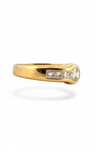 Bague 54 Solitaire - Bague en or jaune 18 carats et diamants 58 Facettes
