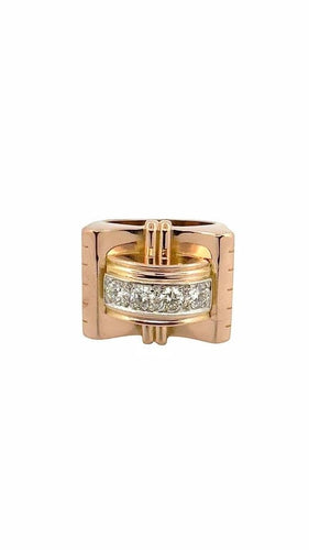 Bague 52 Bague tank en or rose et blanc 18 carats et diamants 58 Facettes