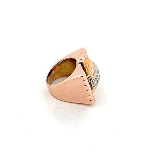 Bague 52 Bague tank en or rose et blanc 18 carats et diamants 58 Facettes