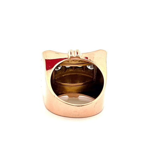 Bague 52 Bague tank en or rose et blanc 18 carats et diamants 58 Facettes