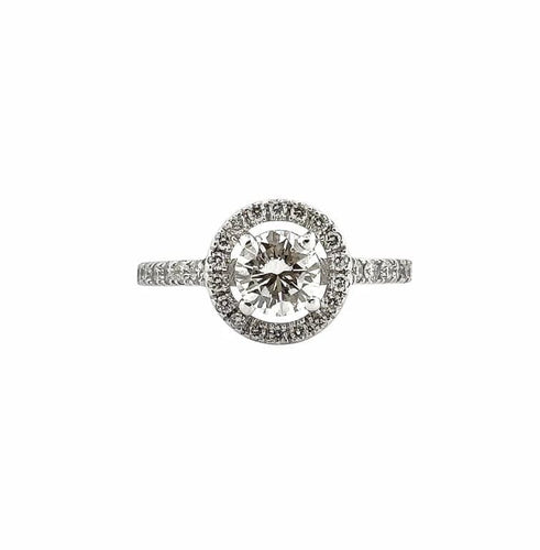 Bague 52 Solitaire - Bague halo en or blanc 18 carats et diamants 58 Facettes