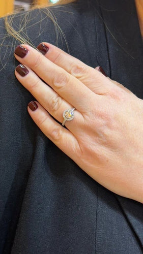 Bague 52 Solitaire - Bague halo en or blanc 18 carats et diamants 58 Facettes