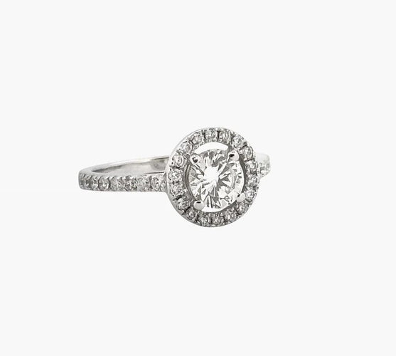 Bague 52 Solitaire - Bague halo en or blanc 18 carats et diamants 58 Facettes
