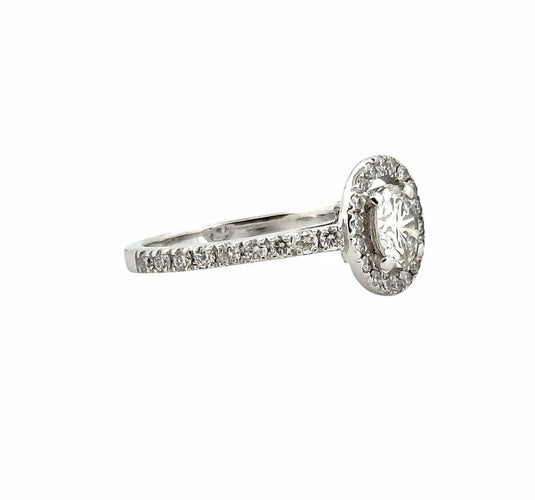 Bague 52 Solitaire - Bague halo en or blanc 18 carats et diamants 58 Facettes