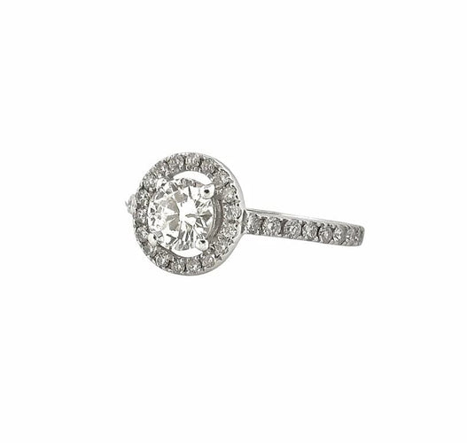 Bague 52 Solitaire - Bague halo en or blanc 18 carats et diamants 58 Facettes