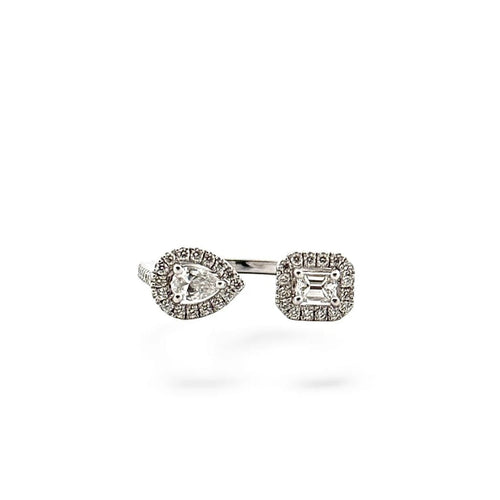 Bague 53 Bague duo ouverte en or blanc 18 carats sertie de diamants 58 Facettes