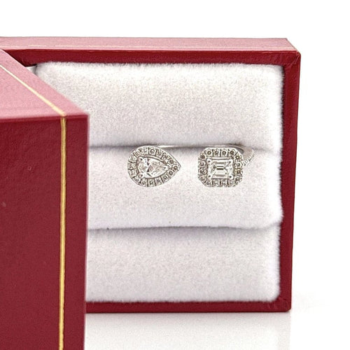 Bague 53 Bague duo ouverte en or blanc 18 carats sertie de diamants 58 Facettes