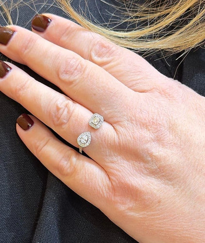Bague 53 Bague duo ouverte en or blanc 18 carats sertie de diamants 58 Facettes