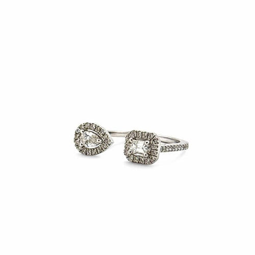 Bague 53 Bague duo ouverte en or blanc 18 carats sertie de diamants 58 Facettes