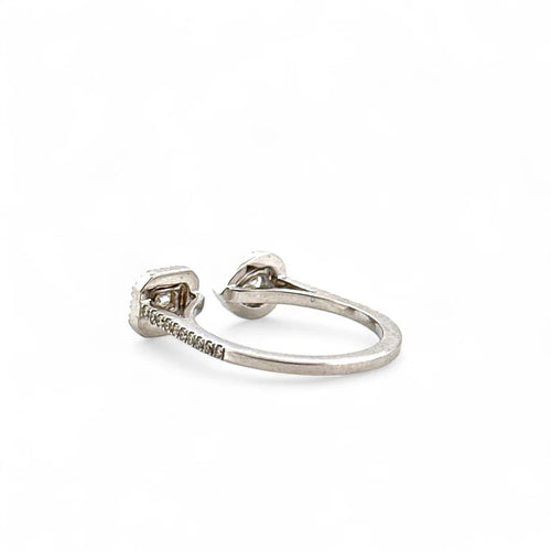 Bague 53 Bague duo ouverte en or blanc 18 carats sertie de diamants 58 Facettes