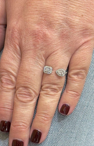 Bague 53 Bague duo ouverte en or blanc 18 carats sertie de diamants 58 Facettes