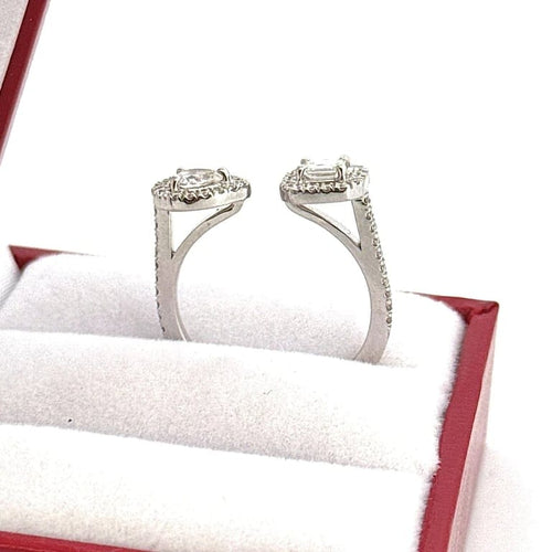 Bague 53 Bague duo ouverte en or blanc 18 carats sertie de diamants 58 Facettes