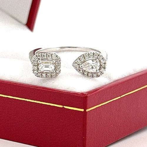 Bague 53 Bague duo ouverte en or blanc 18 carats sertie de diamants 58 Facettes