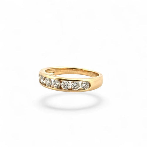 Bague 55 Demi-alliance - Bague en or jaune 18 carats et diamants 58 Facettes