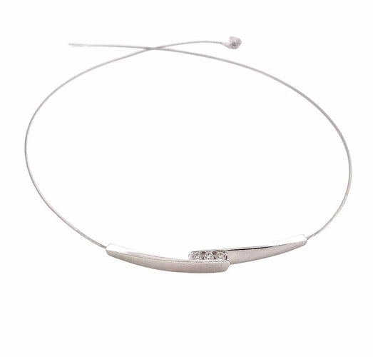Collier Collier câble trilogie en or blanc 18 carats et diamants 58 Facettes