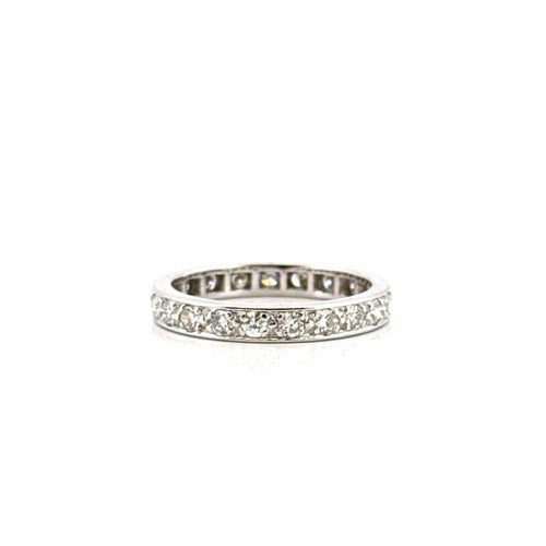 Bague 59 Alliance vintage tour complet en platine 950 et diamants 58 Facettes
