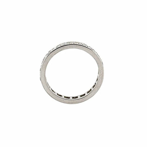 Bague 59 Alliance vintage tour complet en platine 950 et diamants 58 Facettes