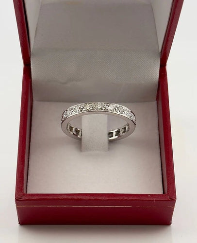 Bague 59 Alliance vintage tour complet en platine 950 et diamants 58 Facettes