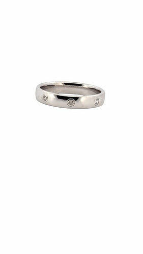 Bague 57 Alliance - Bague en or blanc 18 carats avec 3 diamants 58 Facettes