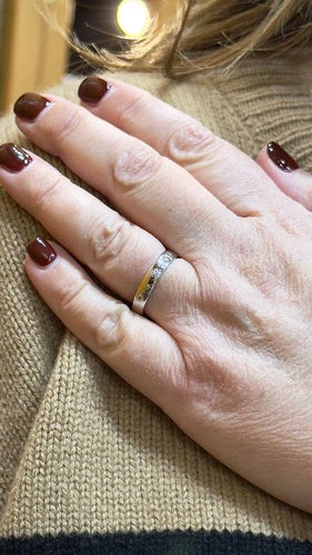 Bague 57 Alliance - Bague en or blanc 18 carats avec 3 diamants 58 Facettes