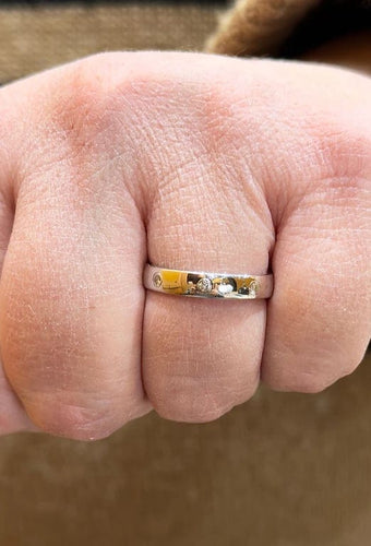 Bague 57 Alliance - Bague en or blanc 18 carats avec 3 diamants 58 Facettes