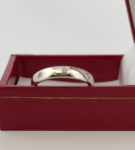Bague 57 Alliance - Bague en or blanc 18 carats avec 3 diamants 58 Facettes