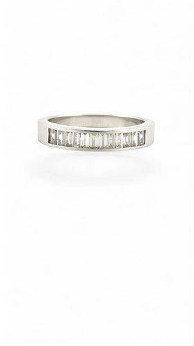 Bague 53 Demi-alliance - Bague en or blanc 18 carats et diamants baguette 58 Facettes