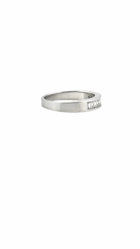 Bague 53 Demi-alliance - Bague en or blanc 18 carats et diamants baguette 58 Facettes