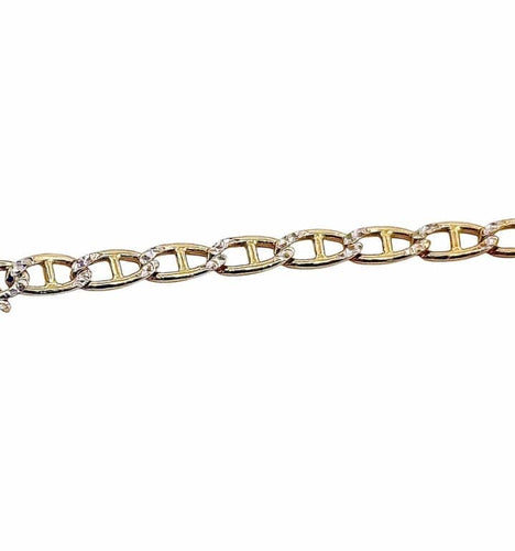 Collier Chaîne maille marine bicolore en or 18 carats 58 Facettes