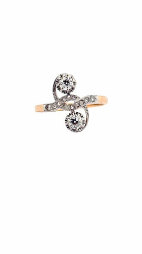 Bague 55 Bague toi et moi ancienne en or 18 carats et diamants 58 Facettes