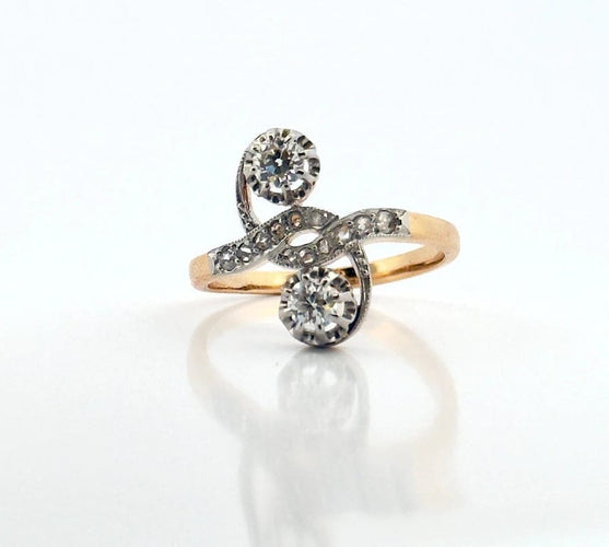 Bague 55 Bague toi et moi ancienne en or 18 carats et diamants 58 Facettes