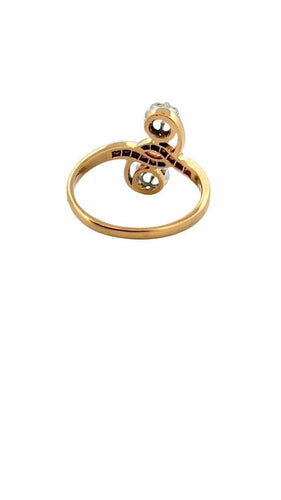 Bague 55 Bague toi et moi ancienne en or 18 carats et diamants 58 Facettes